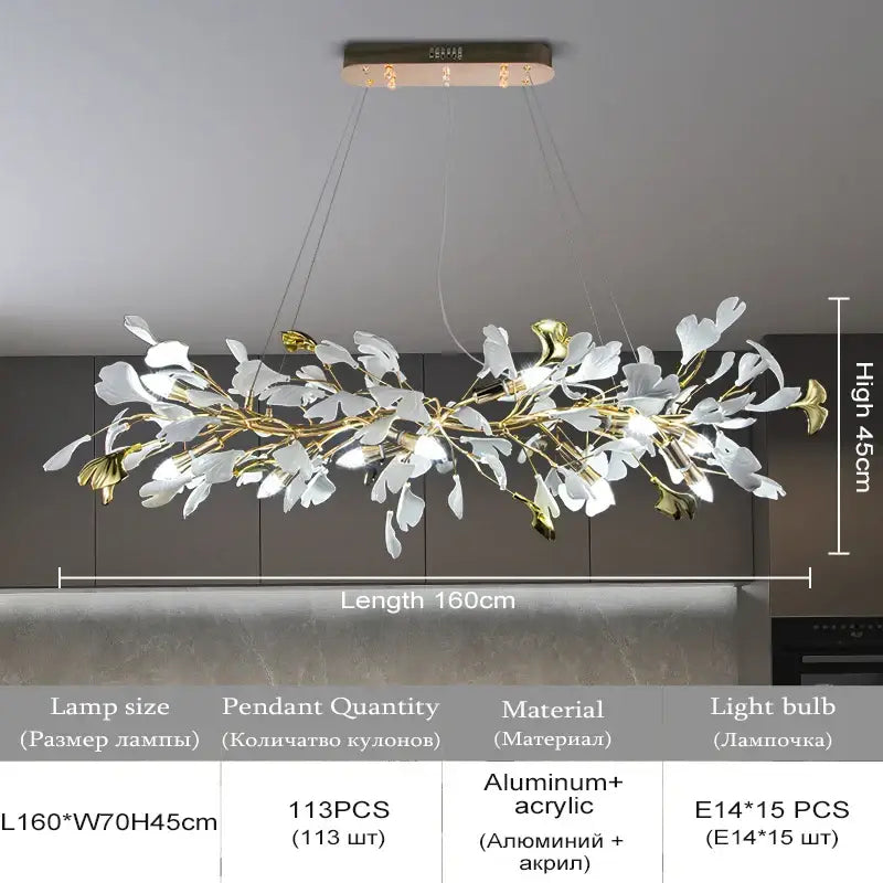 Gold Crystal Leaf Chandelier Nordic Silver Option
