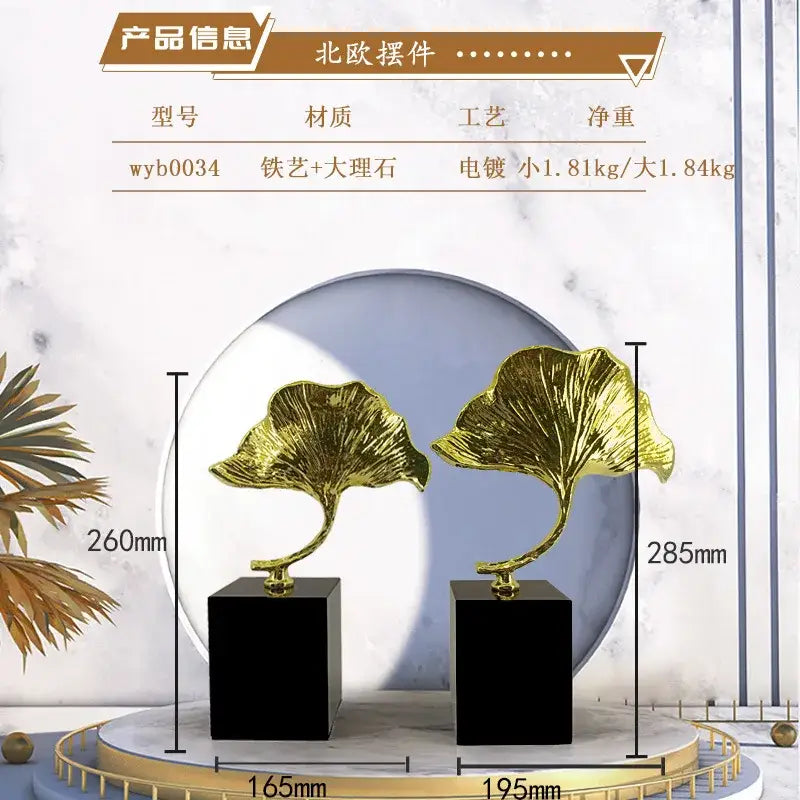 Gold Ginkgo Metal Sculpture