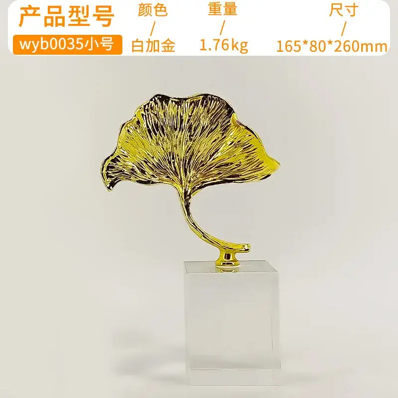 Gold Ginkgo Metal Sculpture