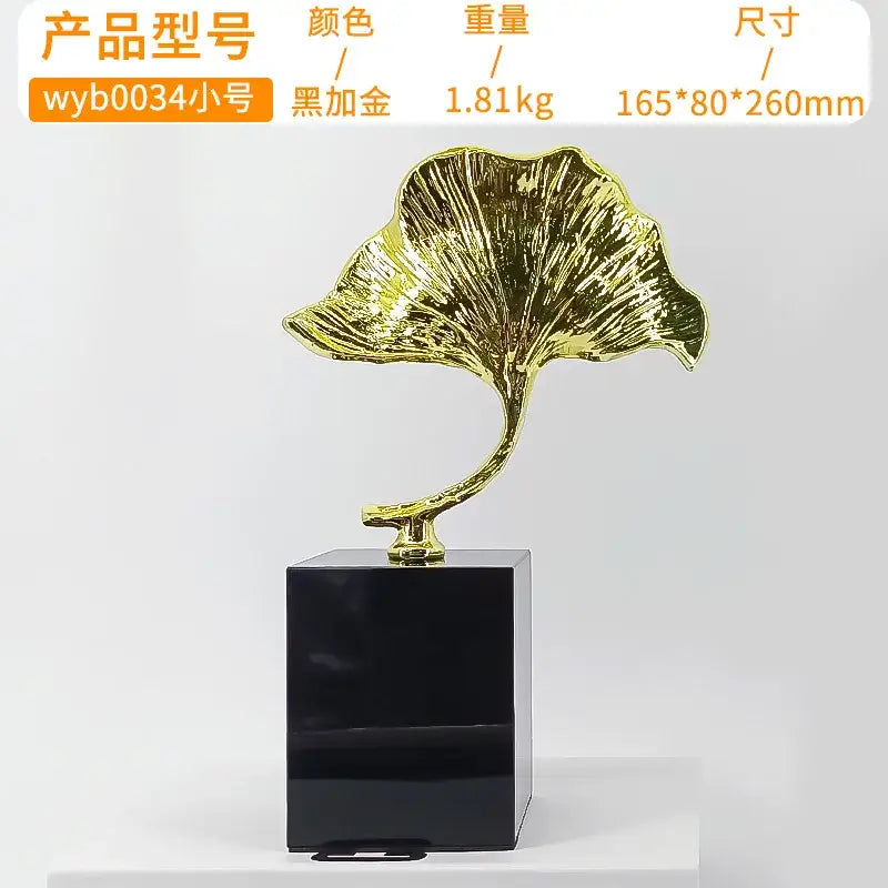 Gold Ginkgo Metal Sculpture