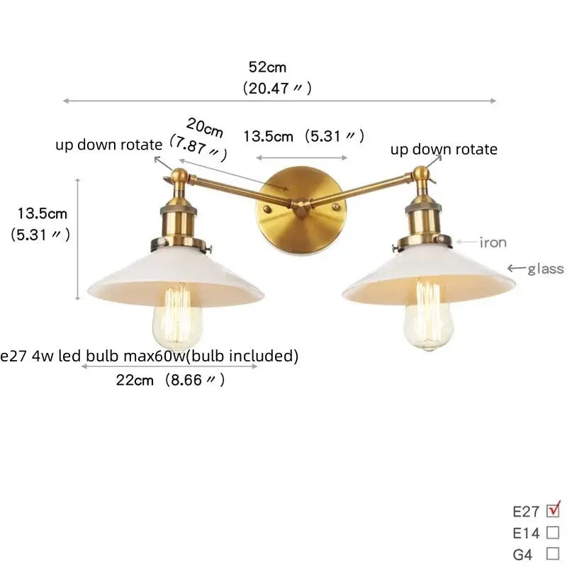 Chrome Glass Wall Sconce Dual-Light Industrial