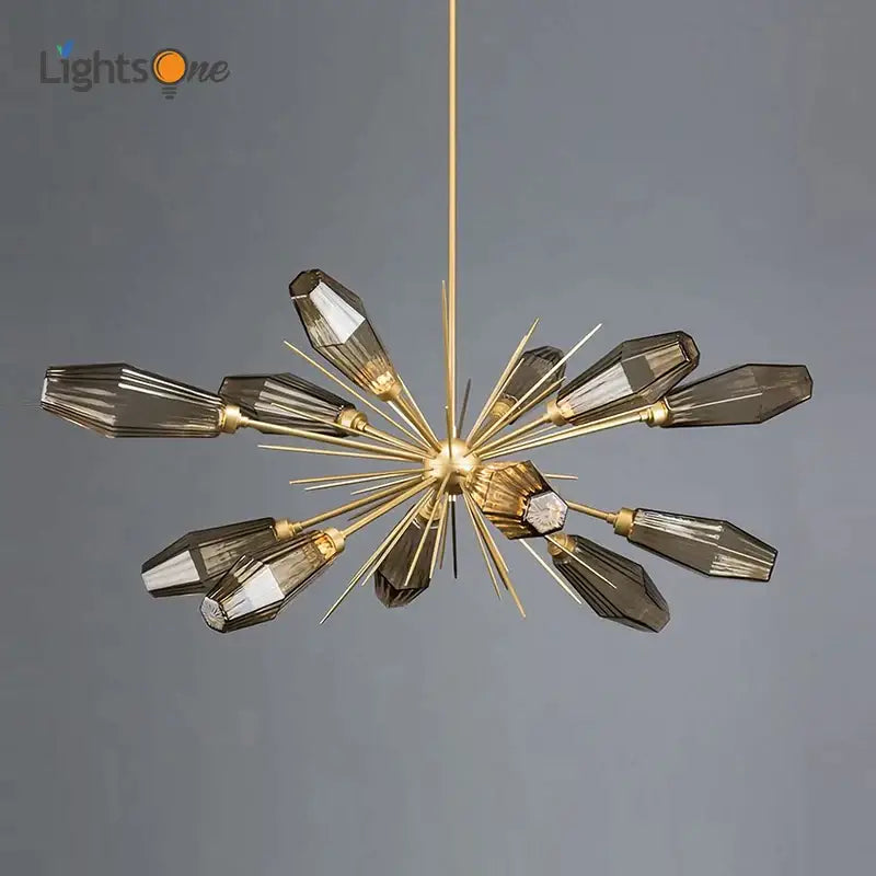 Gold Starburst Glass Chandelier