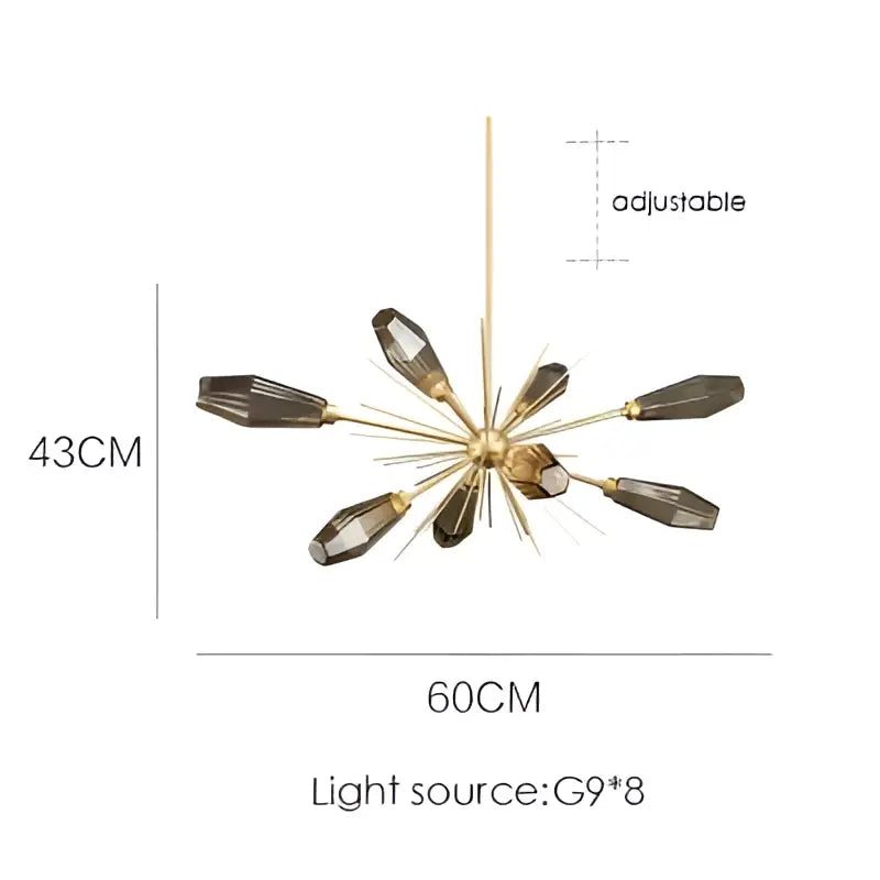 Gold Starburst Glass Chandelier