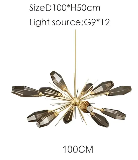 Gold Starburst Glass Chandelier