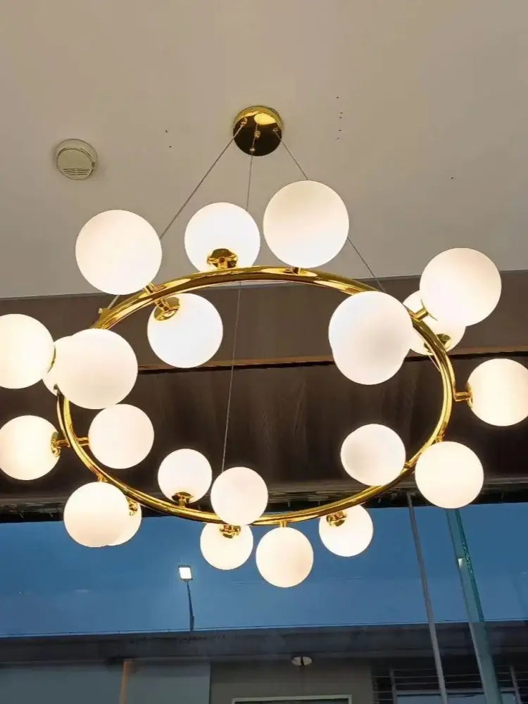 Gold Glass Ball Chandelier 25-Holder Design
