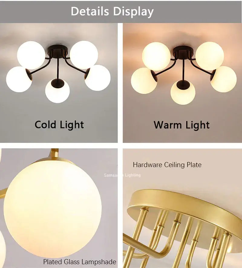 Black Glass Ball Ceiling Light