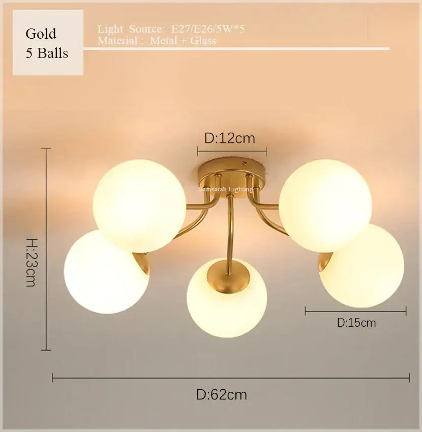 Black Glass Ball Ceiling Light