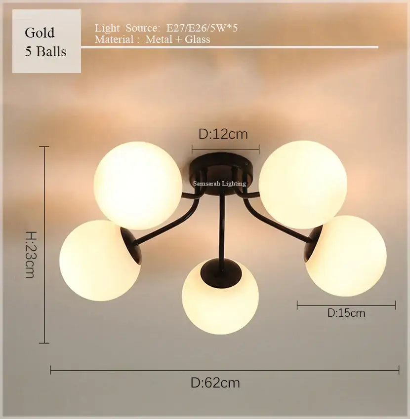 Black Glass Ball Ceiling Light