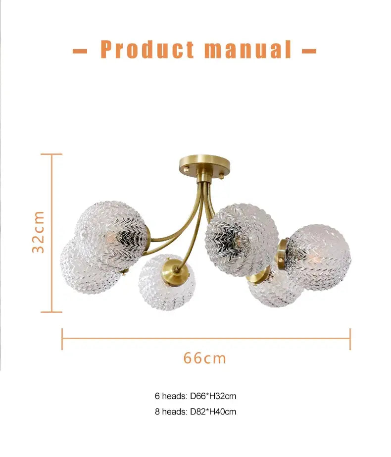 Brass Glass Ball Ceiling Light