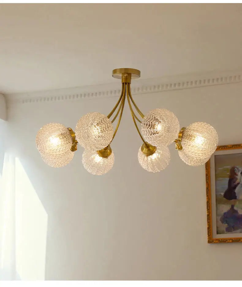Brass Glass Ball Ceiling Light