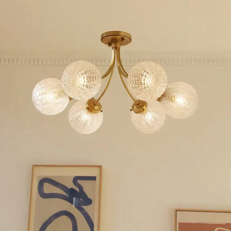 Brass Glass Ball Ceiling Light