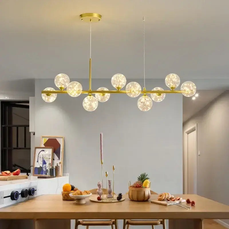 Amber Glass Ball Chandelier