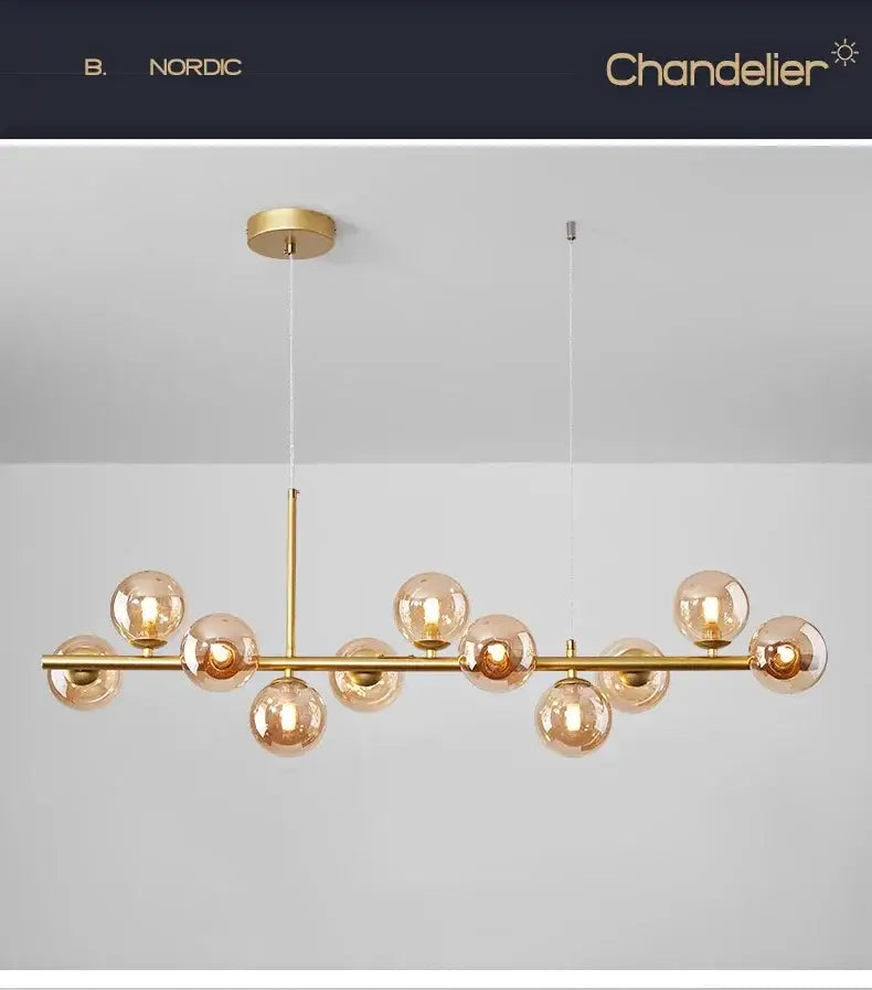 Amber Glass Ball Chandelier
