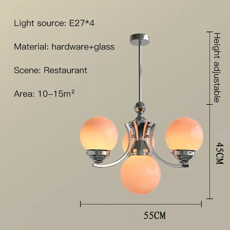 Chrome Glass 6-Head Ball Chandelier