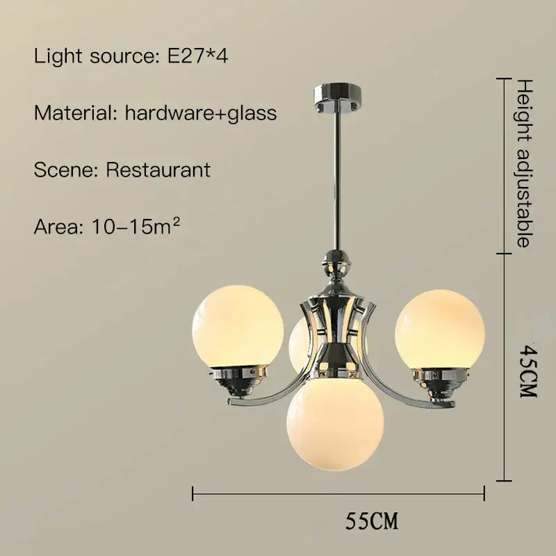 Chrome Glass 6-Head Ball Chandelier