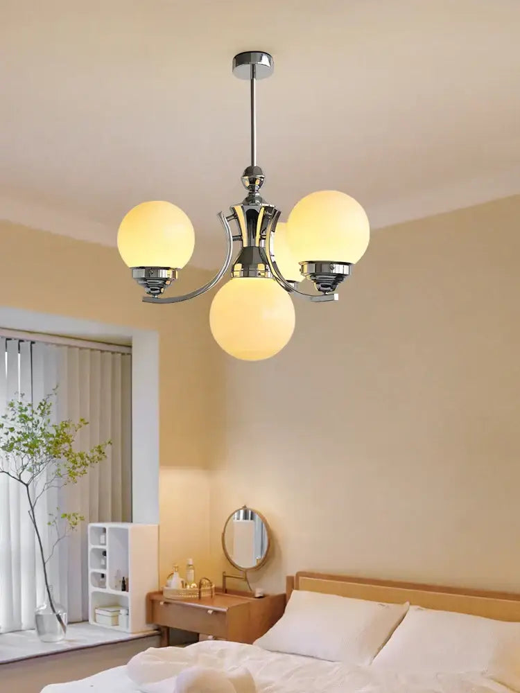 Chrome Glass 6-Head Ball Chandelier