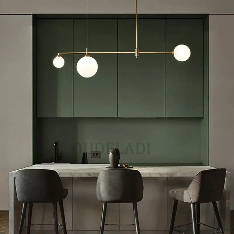 Brass Glass Ball Chandelier 6-Head