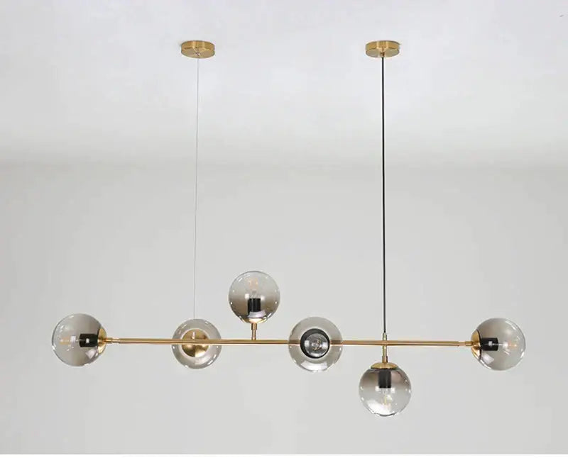 Black Smoke Glass Ball Chandelier 5-Light