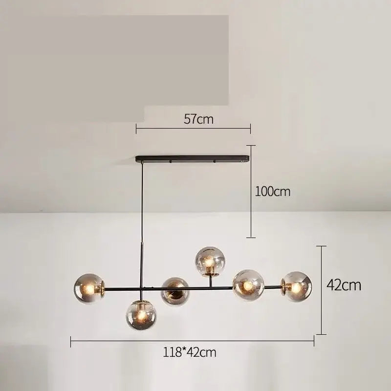 Black Smoke Glass Ball Chandelier 5-Light