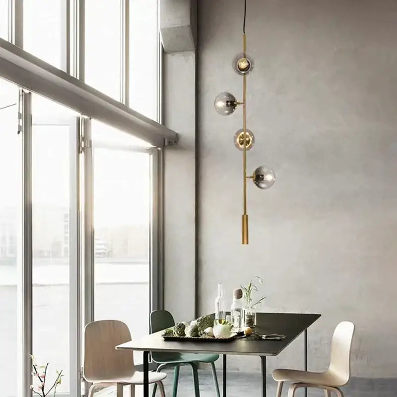 Black Smoke Glass Ball Chandelier 5-Light