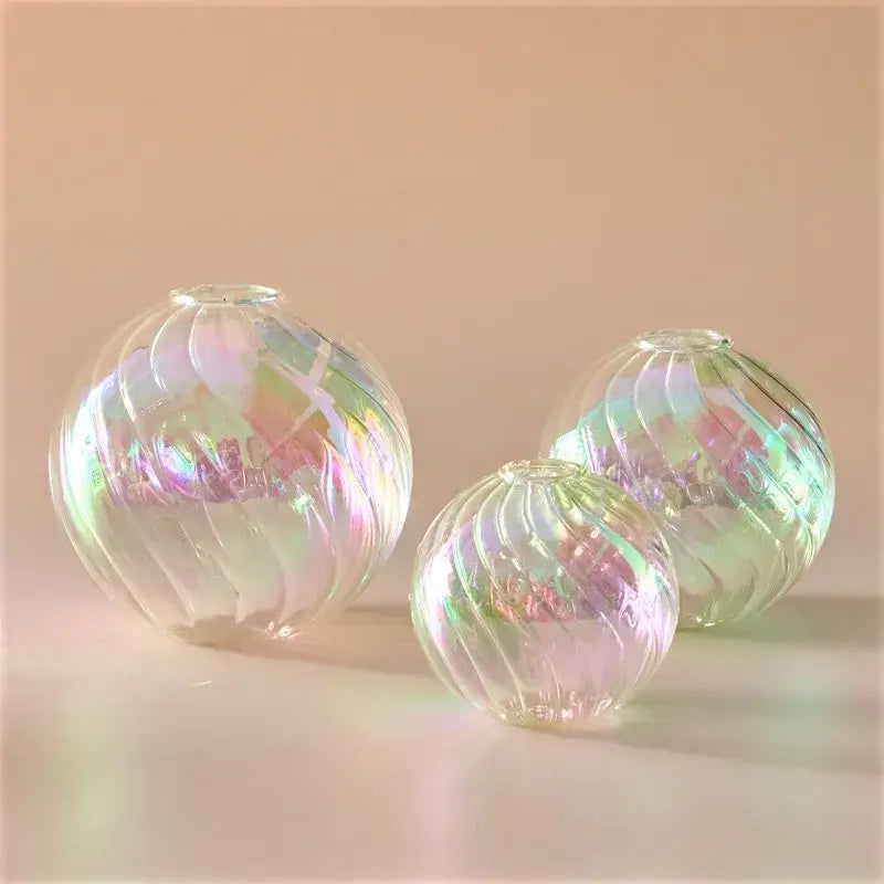 Peach Ribbed Glass Vase