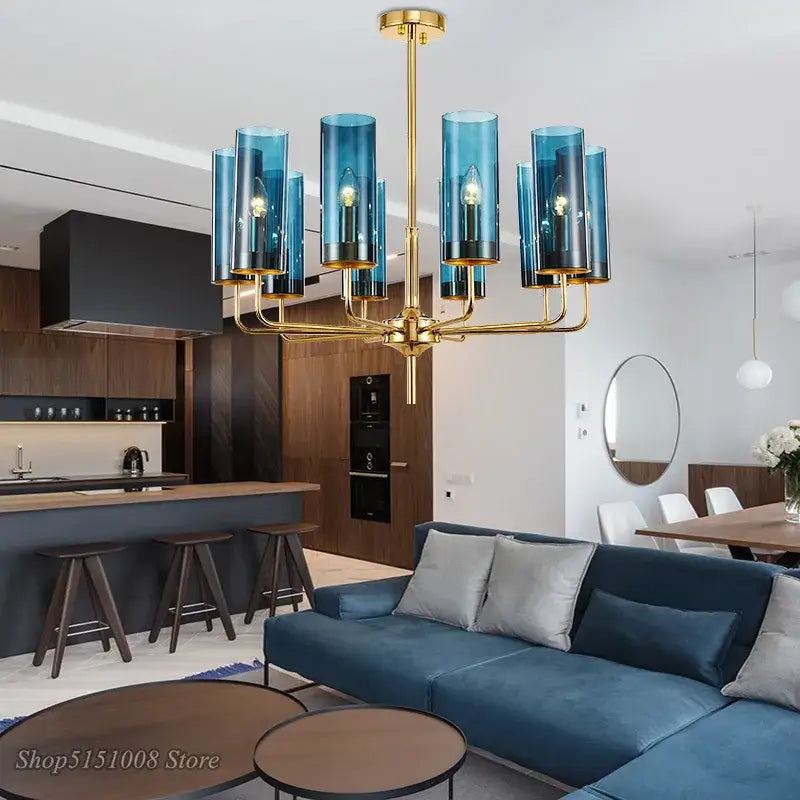 Blue Gold Luxury Chandelier