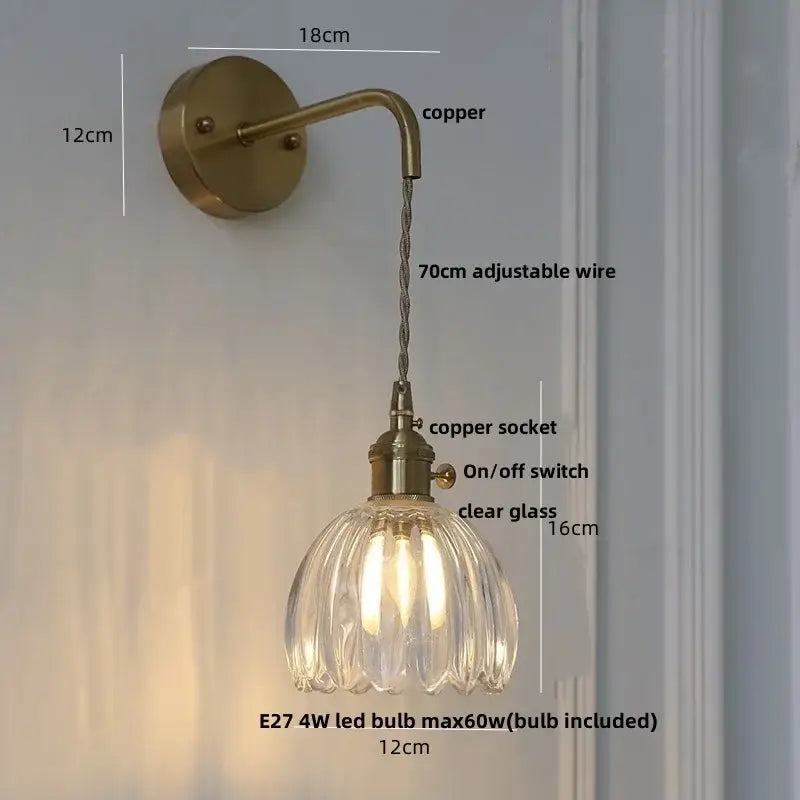 Brass Flower Wall Sconce