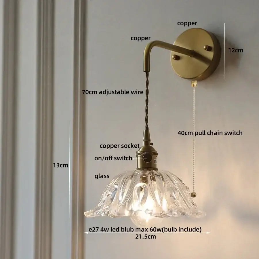 Brass Flower Wall Sconce