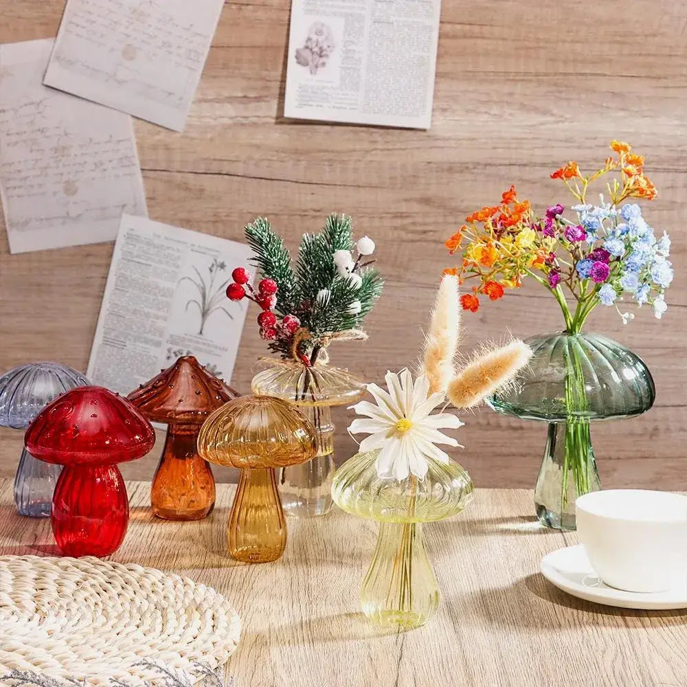 Colorful Mushroom Glass Vase