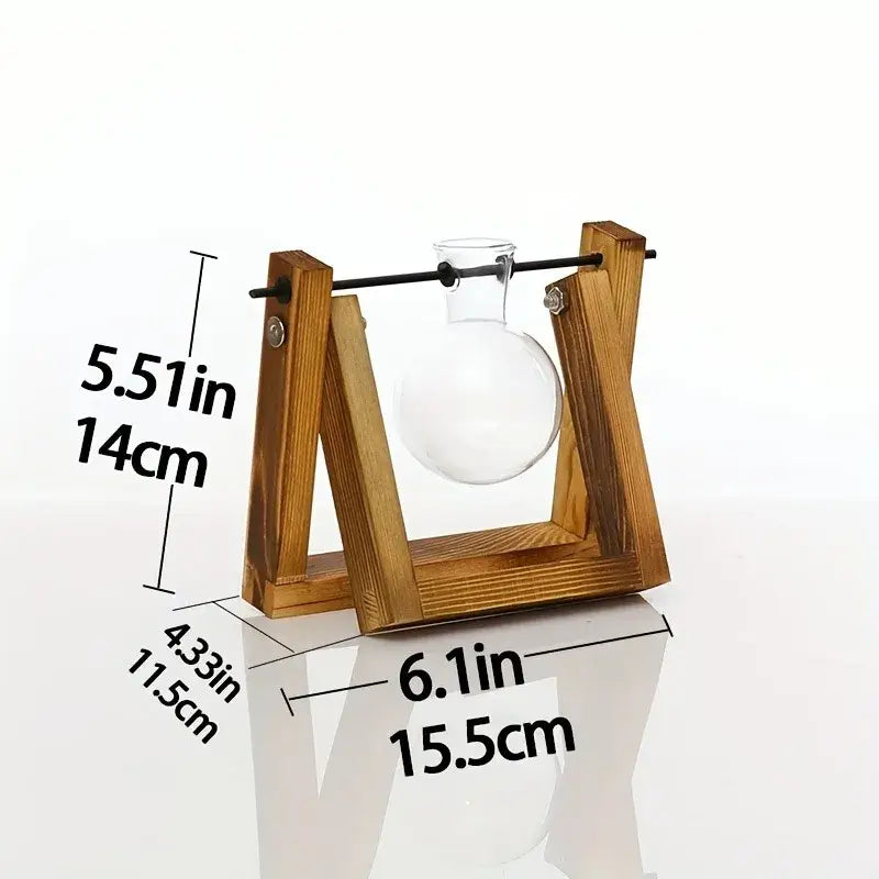 Wood Glass Propagation Vase