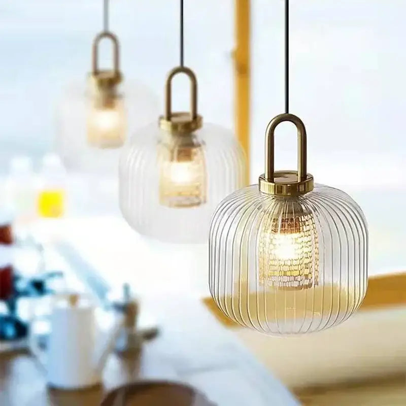 Brass Stripe Pendant Light
