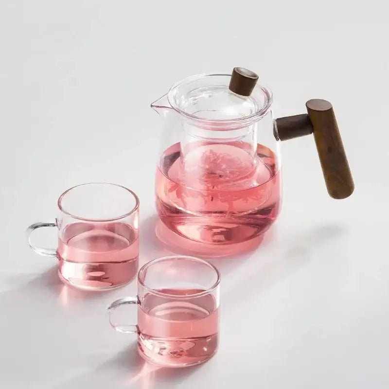 Glass Teapot Wooden Handle