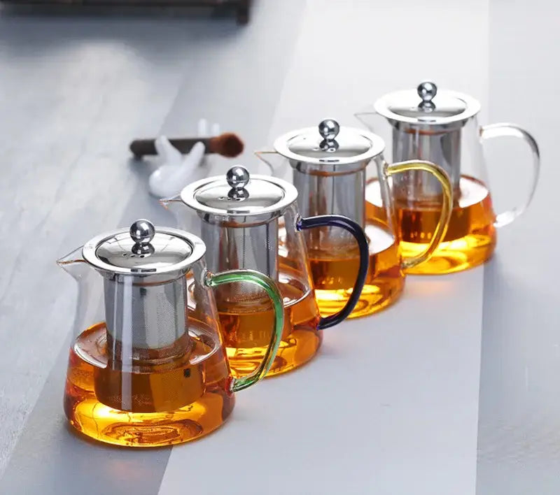 Green Silver Glass Teapot