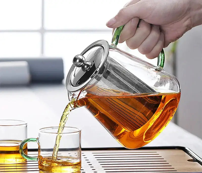 Green Silver Glass Teapot