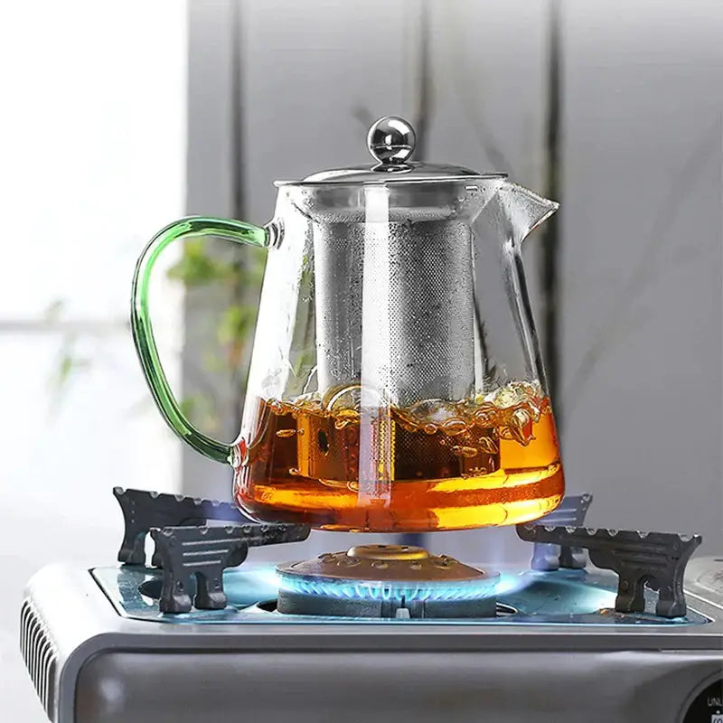 Green Silver Glass Teapot