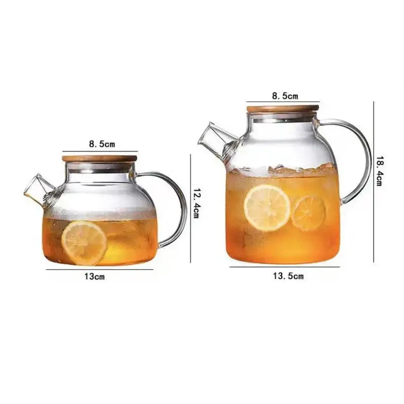 Glass Wood Lid Teapot