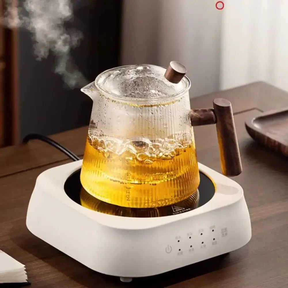 Glass Wood Handle 900ml Borosilicate Teapot