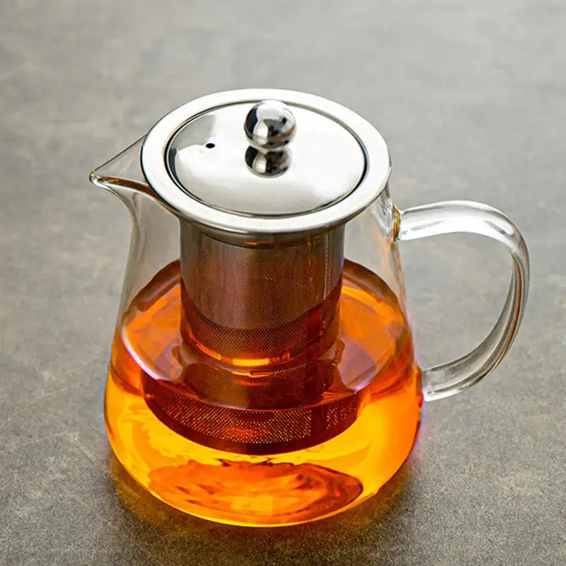 Glass Silver Handle Teapot