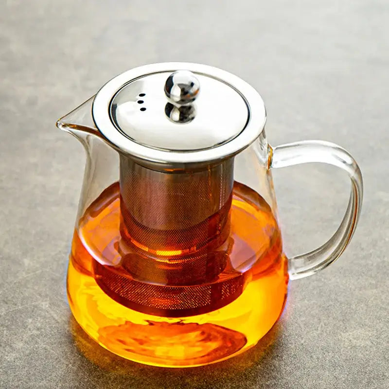 Glass Silver Handle Teapot