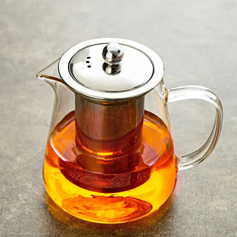 Glass Silver Handle Teapot