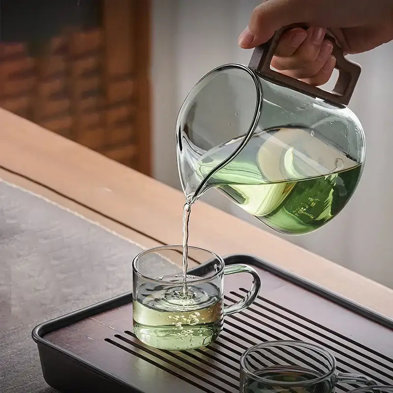 Glass Brown Handle Teapot