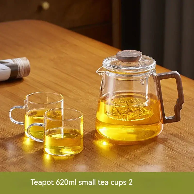 Glass Brown Handle Teapot