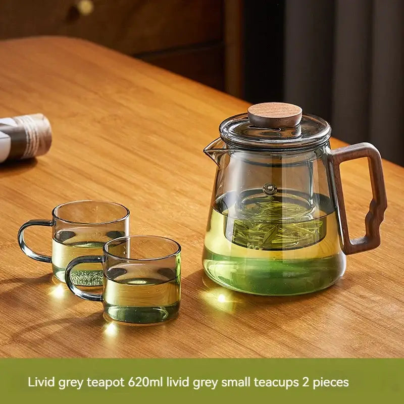 Glass Brown Handle Teapot