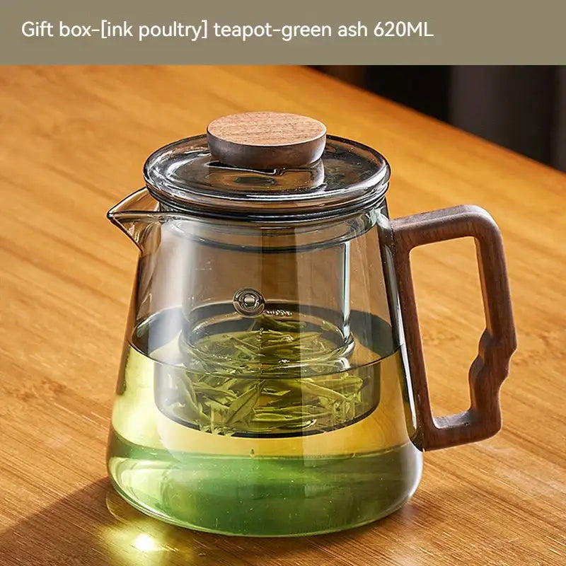 Glass Brown Handle Teapot
