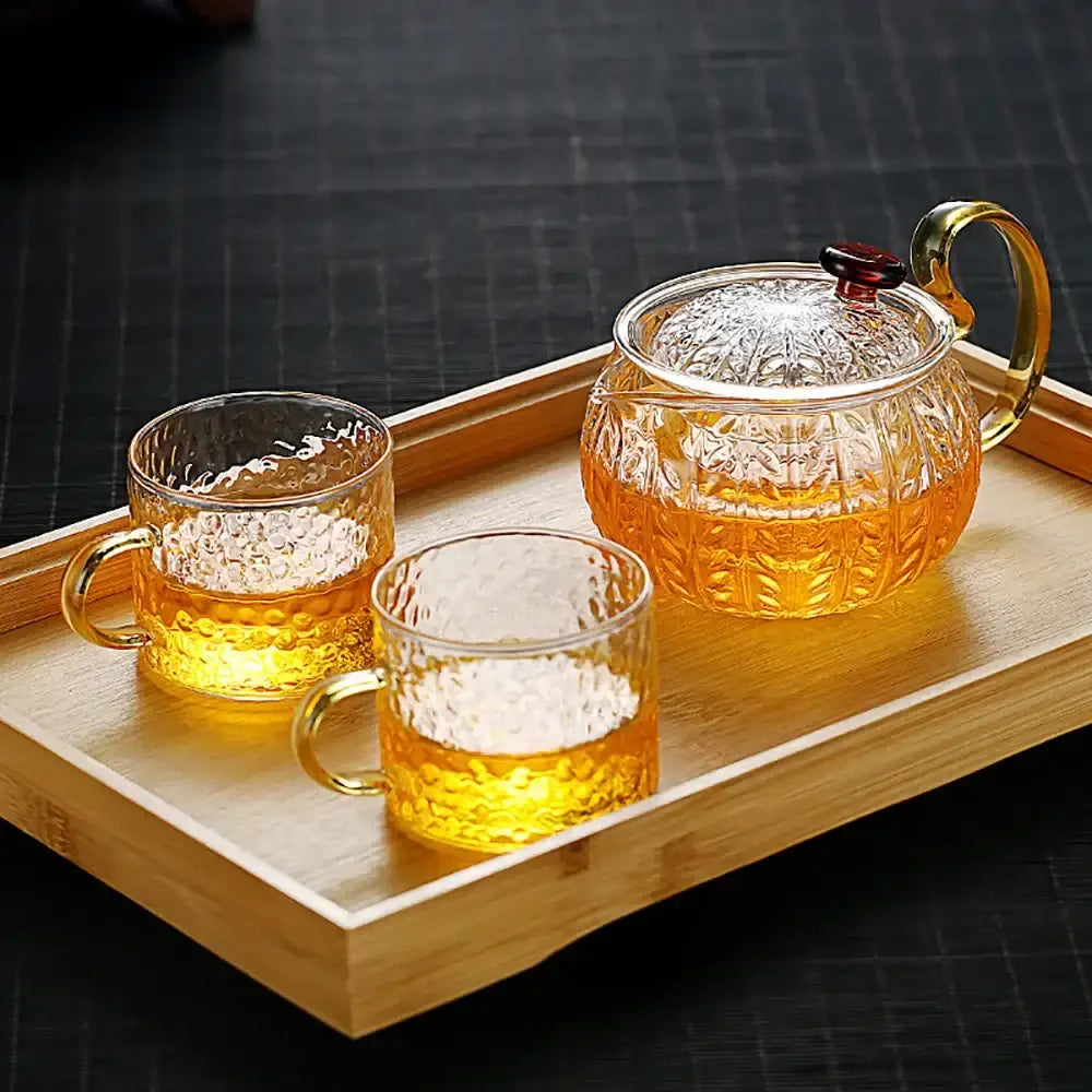 Glass Gold Handle Teapot