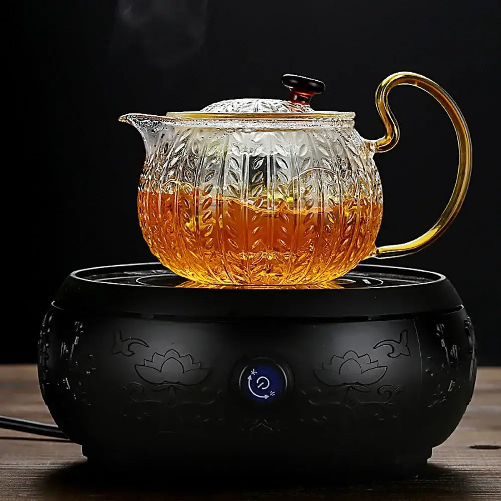 Glass Gold Handle Teapot