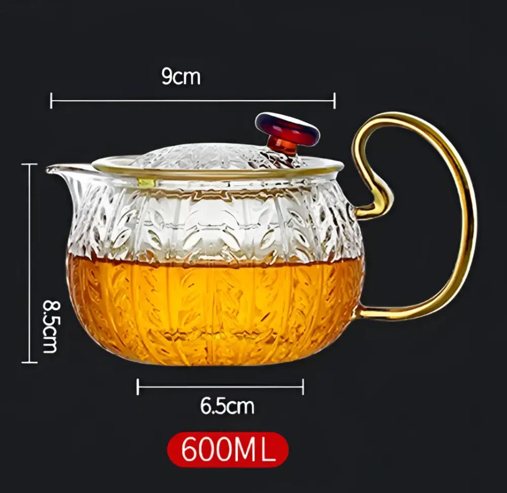 Glass Gold Handle Teapot