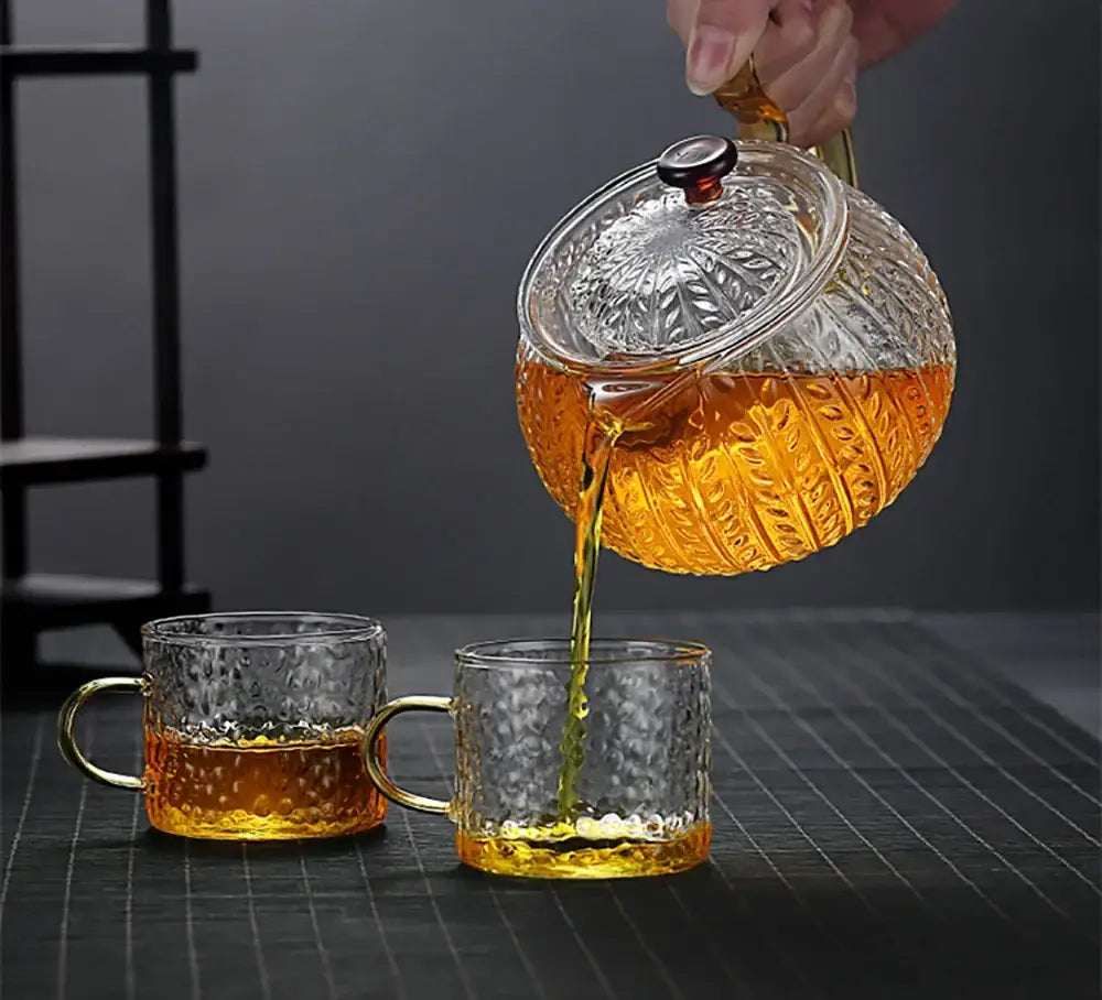 Glass Gold Handle Teapot