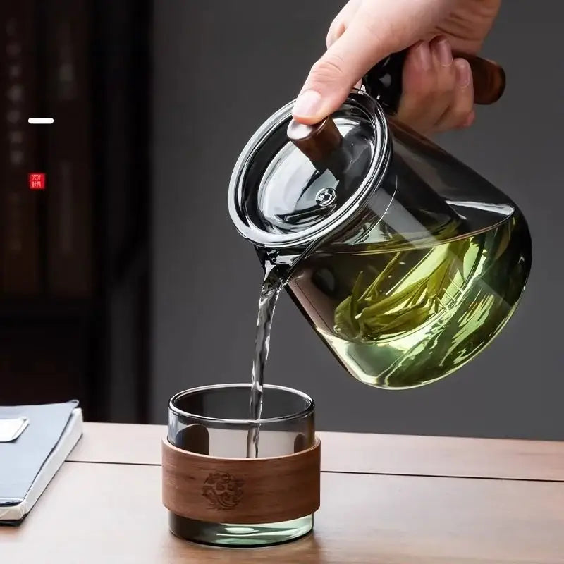 Glass Bamboo Teapot Set