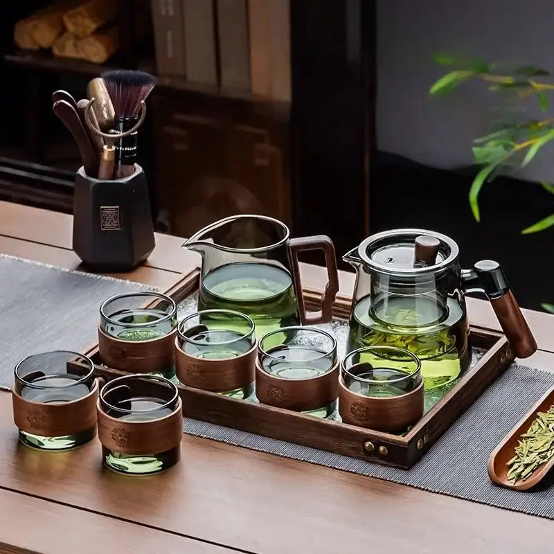 Glass Bamboo Teapot Set